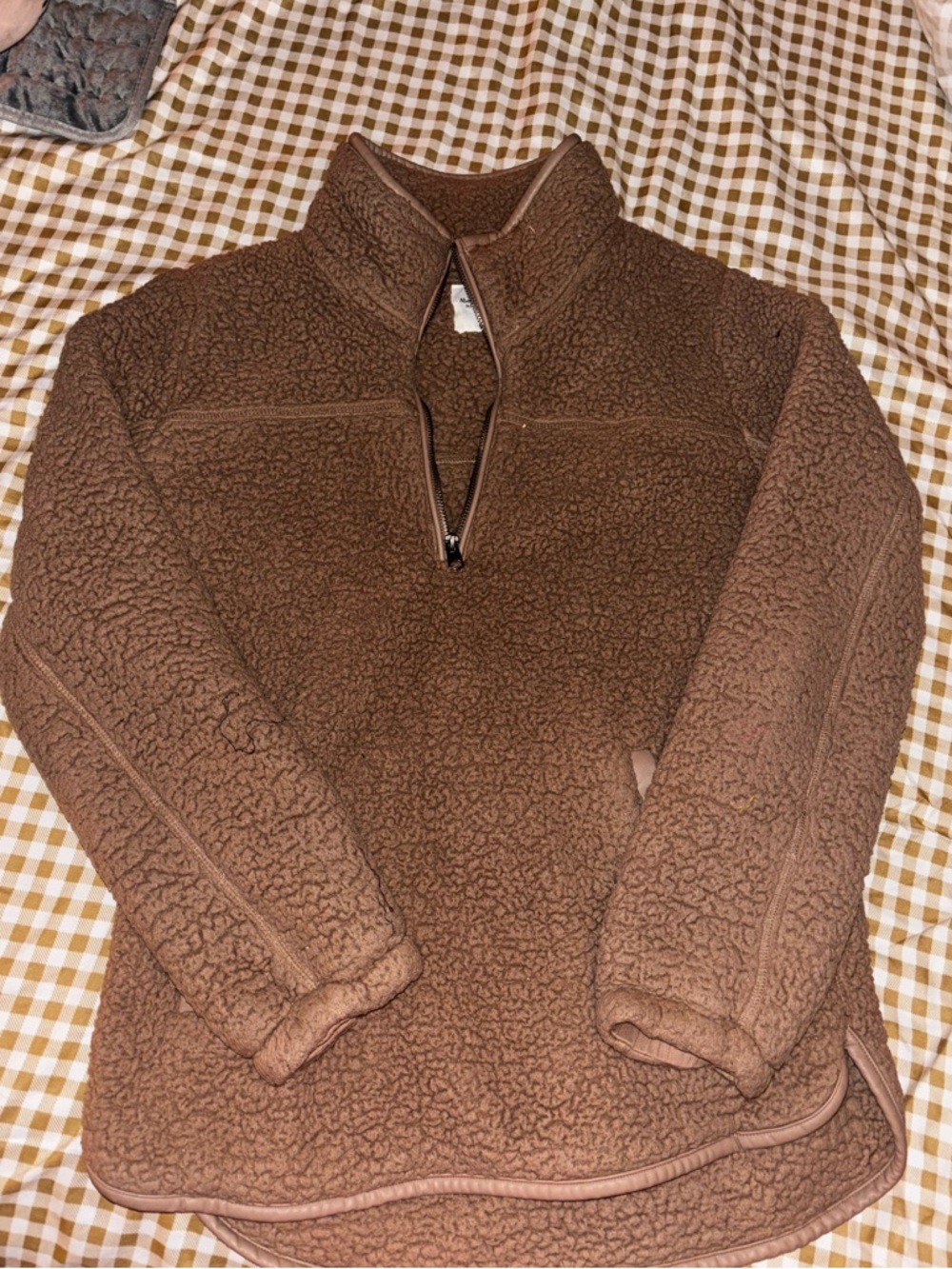 Abercrombie & Fitch Brown Sherpa Zip Pullover
